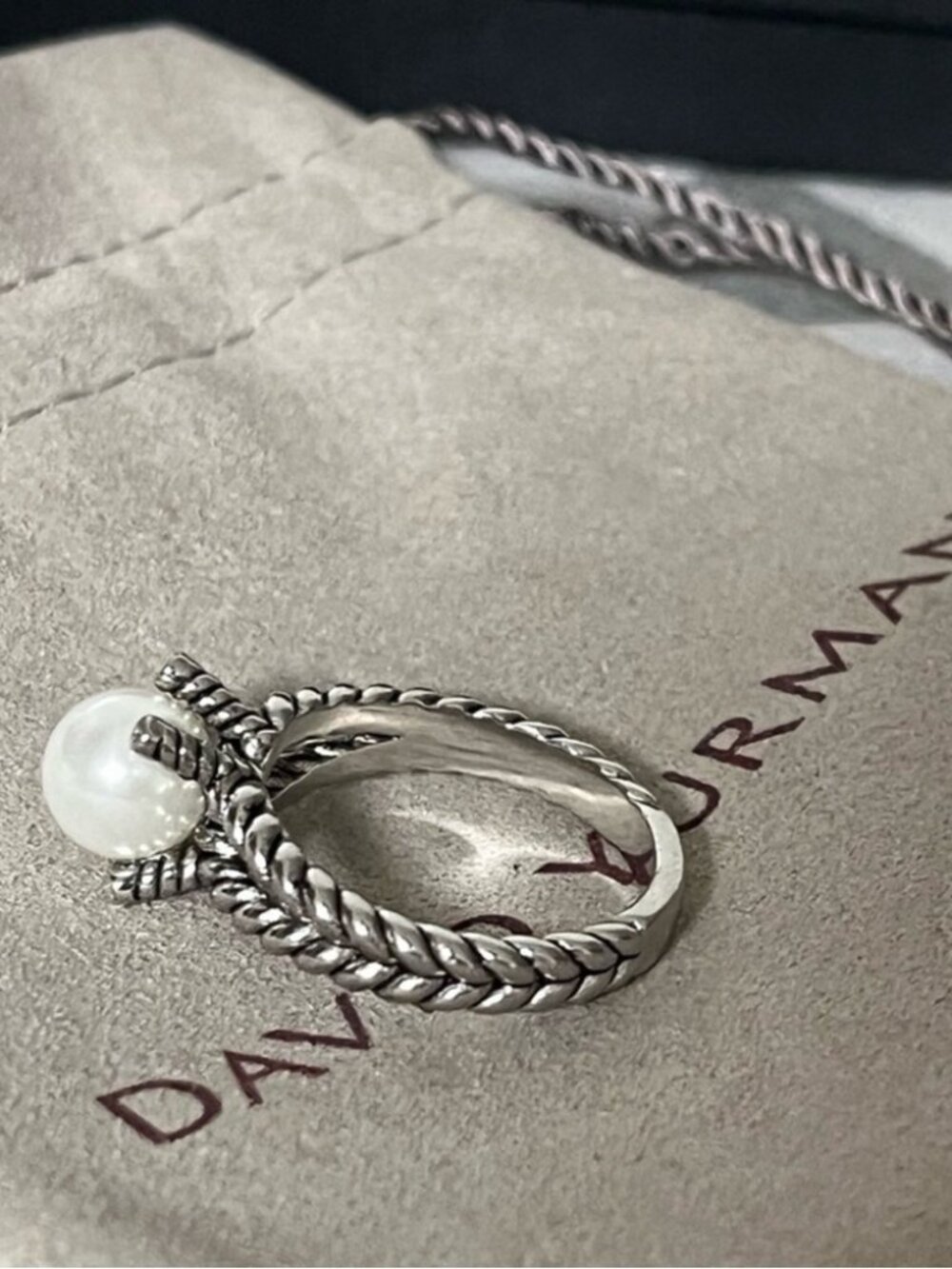 David Yurman Silver Ring with White Pearl sz7 - Picture 5 of 5